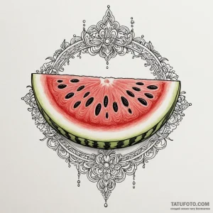 Slice of watermelon, graphic style, tattoo dr... - эскиз тату (№1750280852_0, 18.06.2025 21:07) — Tatufoto.com