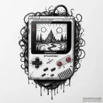 Game boy with a horror scene playing on its s… — эскиз тату (№1750281746_0, 18.06.2025 21:22) — Tatufoto.com