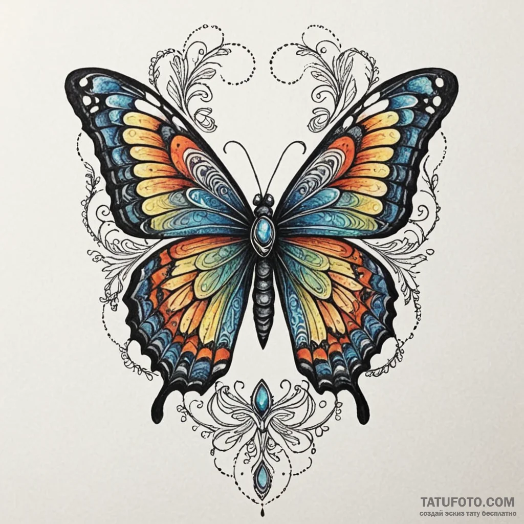 A delicate butterfly emerging from a chrysali... - эскиз тату (№1750281810_0, 18.06.2025 21:23) — Tatufoto.com