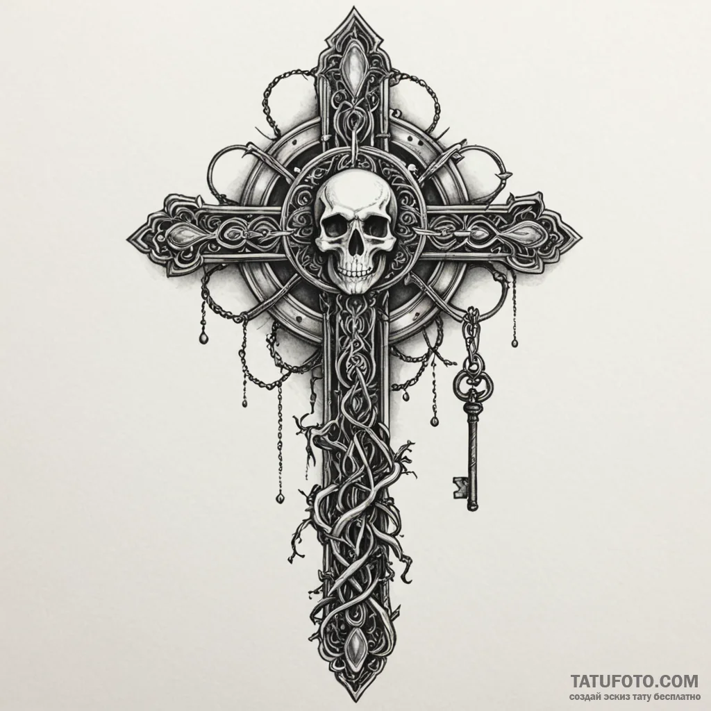 Lunar key unlocking bone gate, ink illustrati... - эскиз тату (№1750282280_0, 18.06.2025 21:31) — Tatufoto.com