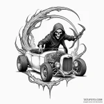 Grim reaper driving a souped-up hot rod, tatt… — эскиз тату (№1750284374_0, 18.06.2025 22:06) — Tatufoto.com