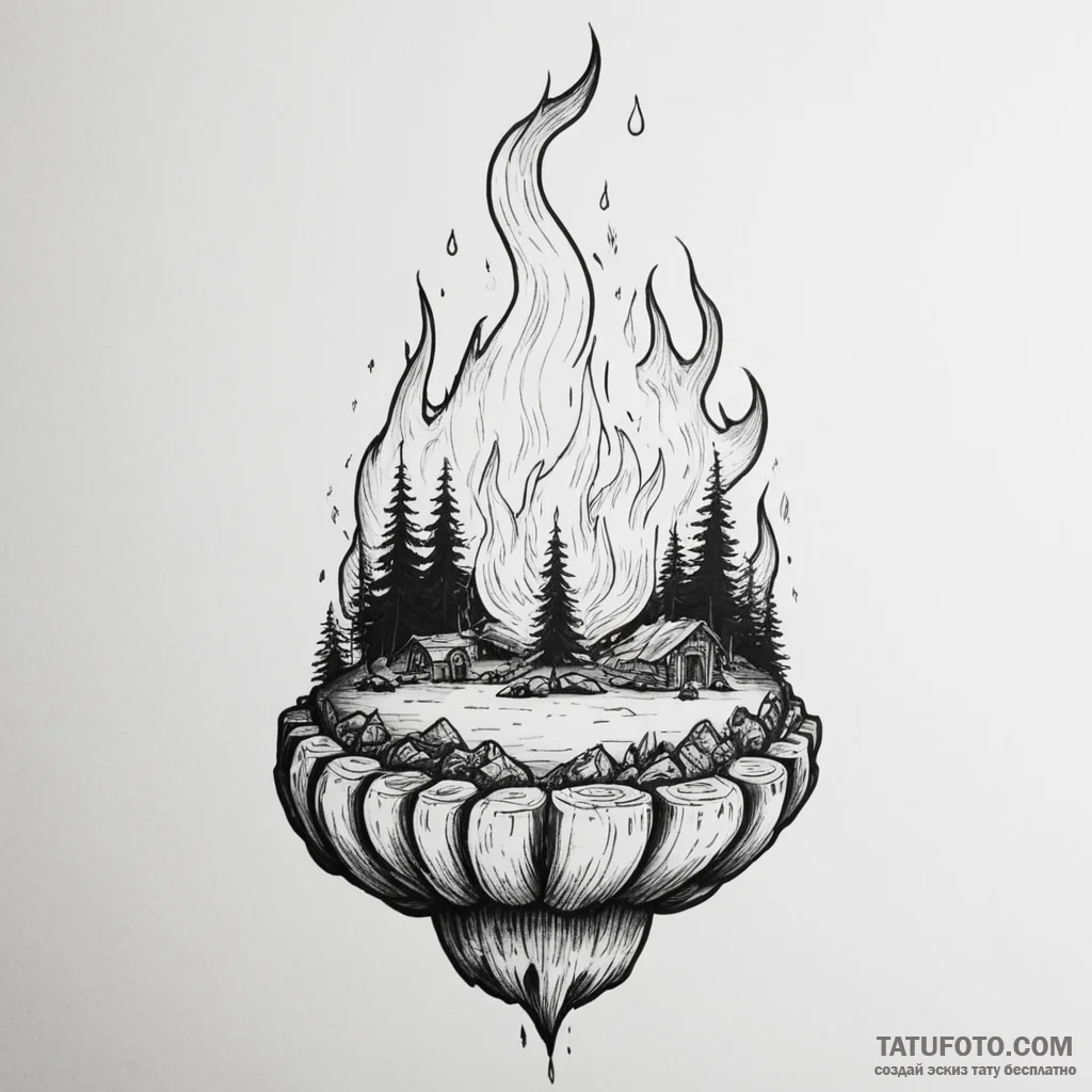 Calcifer from howl's moving castle, tattoo dr... - эскиз тату (№1750284658_1, 18.06.2025 22:10) — Tatufoto.com