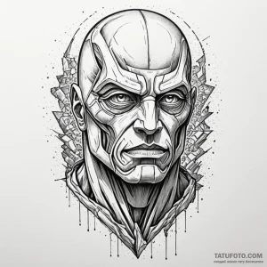 The colossal titan peeking over a wall, tatto... - эскиз тату (№1750285154_1, 18.06.2025 22:19) — Tatufoto.com
