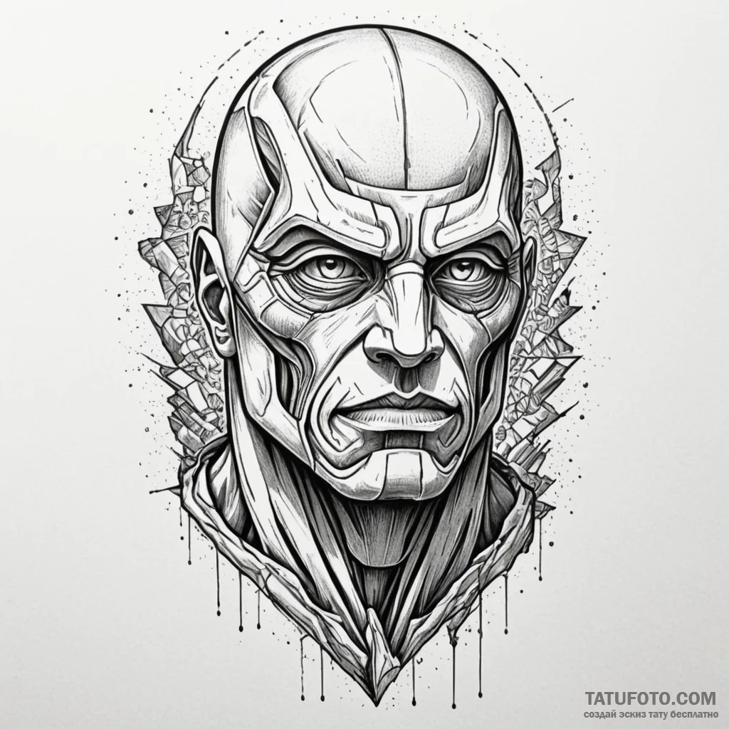 The colossal titan peeking over a wall, tatto... - эскиз тату (№1750285154_1, 18.06.2025 22:19) — Tatufoto.com