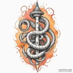 Ivory serpent through shattered spire, tattoo… — эскиз тату (№1750286082_1, 18.06.2025 22:34) — Tatufoto.com