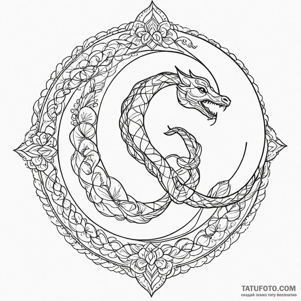 Angel serpent encircling crescent moon, tatto... - эскиз тату (№1750286153_1, 18.06.2025 22:35) — Tatufoto.com