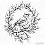 A whimsical bird on a branch with snow, winte… — эскиз тату (№1750287080_0, 18.06.2025 22:51) — Tatufoto.com