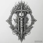 Dagger through skeletal hourglass, tattoo lin… — эскиз тату (№1750287150_0, 18.06.2025 22:52) — Tatufoto.com