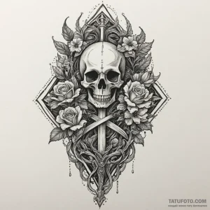 Dagger through skeletal hourglass, tattoo lin... - эскиз тату (№1750287150_1, 18.06.2025 22:52) — Tatufoto.com