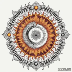 Blood sun with spiral flares, concept art for... - эскиз тату (№1750287221_0, 18.06.2025 22:53) — Tatufoto.com