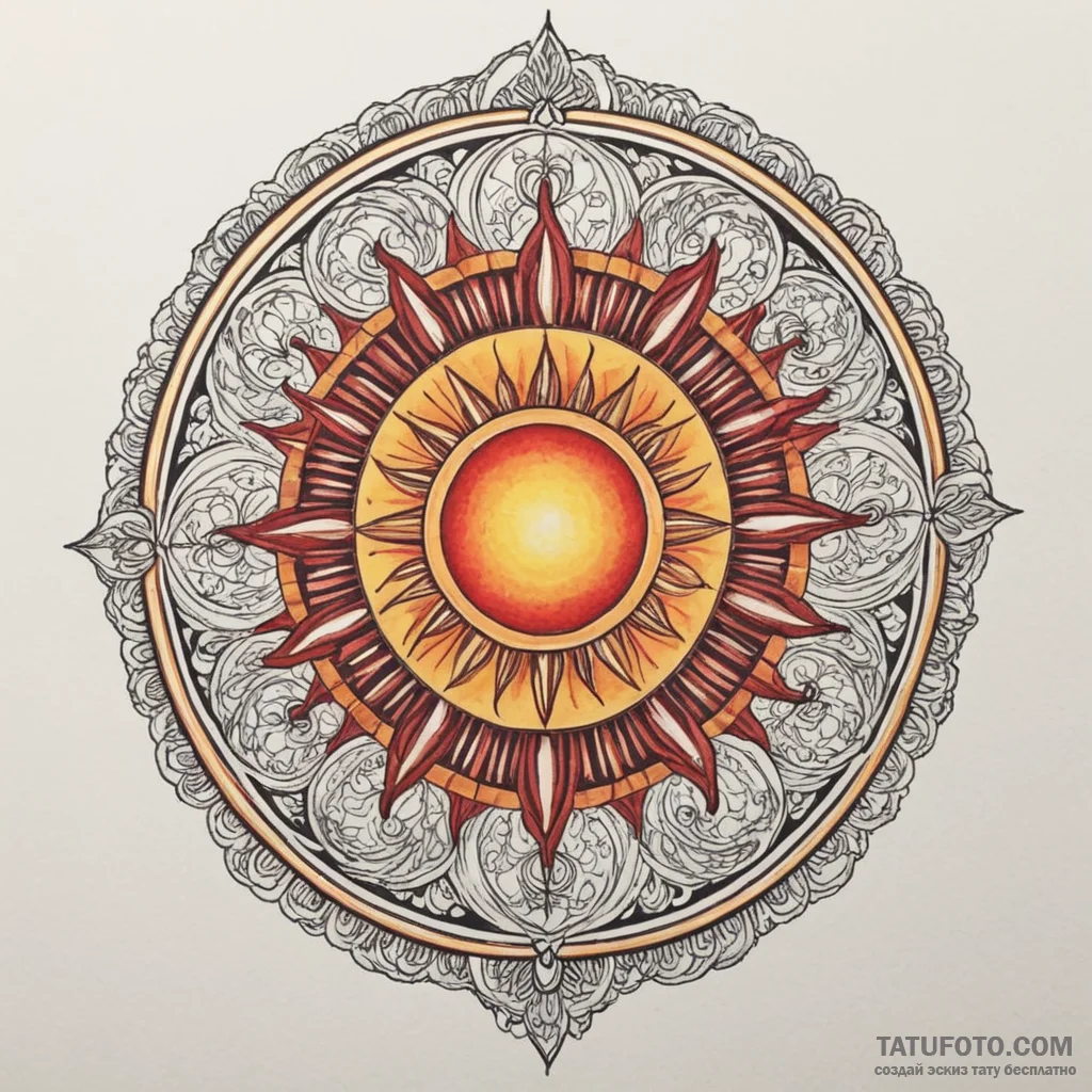 Blood sun with spiral flares, concept art for... - эскиз тату (№1750287221_1, 18.06.2025 22:53) — Tatufoto.com