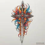 Dagger fused with ember vein, tattoo line art… — эскиз тату (№1750288075_1, 18.06.2025 23:07) — Tatufoto.com