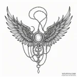 Animated wings bound in chains, tattoo sketch… — эскиз тату (№1750288798_1, 18.06.2025 23:19) — Tatufoto.com