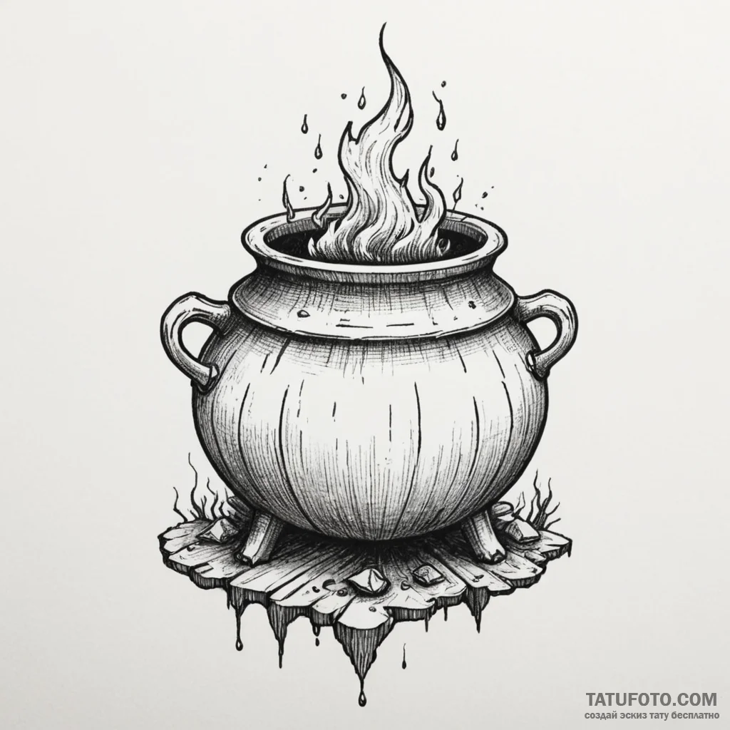 A witch's cauldron - эскиз тату (№1750288948_1, 18.06.2025 23:22) — Tatufoto.com