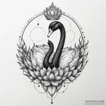 Black swan with a silver crown swimming on in… — эскиз тату (№1750289675_0, 18.06.2025 23:34) — Tatufoto.com