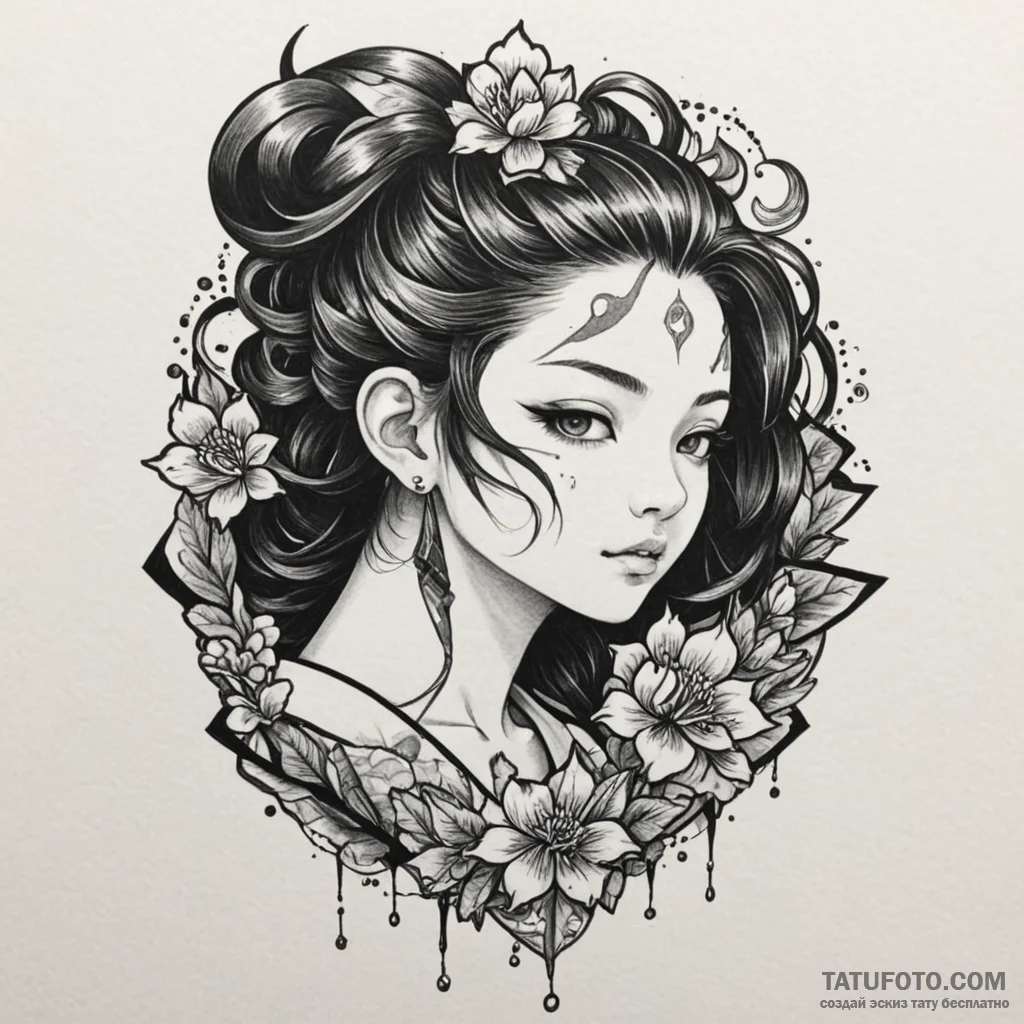 Tanjiro's hanafuda earrings from demon slayer... - эскиз тату (№1750289890_1, 18.06.2025 23:38) — Tatufoto.com