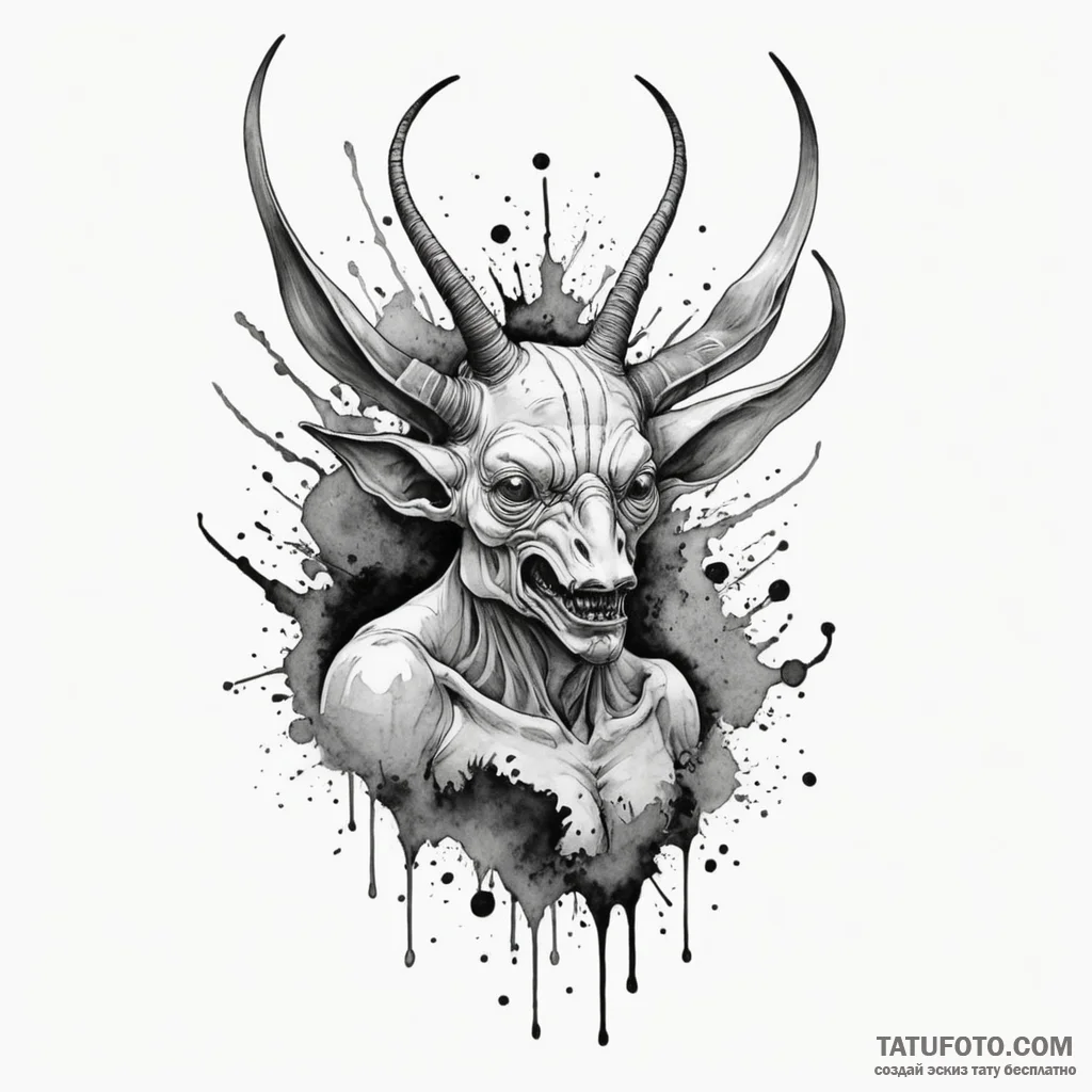 Hieronymus bosch-style creature, a grotesque... - эскиз тату (№1750291540_0, 19.06.2025 00:05) — Tatufoto.com