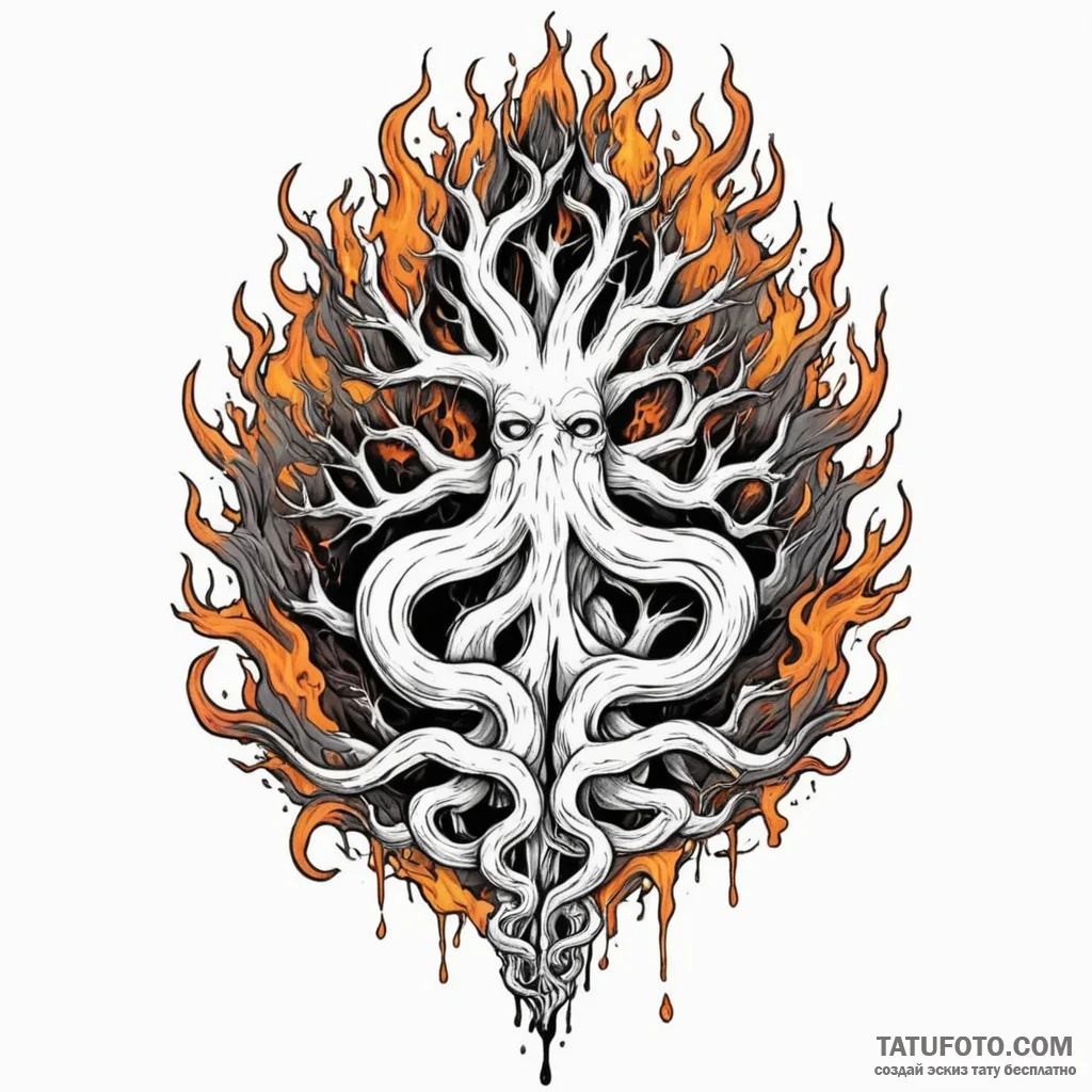 Molten roots consuming relic, tattoo flash sh... - эскиз тату (№1750293541_0, 19.06.2025 00:39) — Tatufoto.com