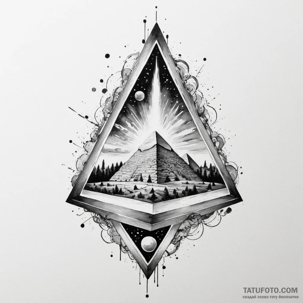 Pyramid, tattoo sketch design, aesthetically... - эскиз тату (№1750294252_0, 19.06.2025 00:50) — Tatufoto.com