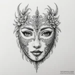 Ivory mask with hollow eyes, tattoo sketch de… — эскиз тату (№1750294395_0, 19.06.2025 00:53) — Tatufoto.com