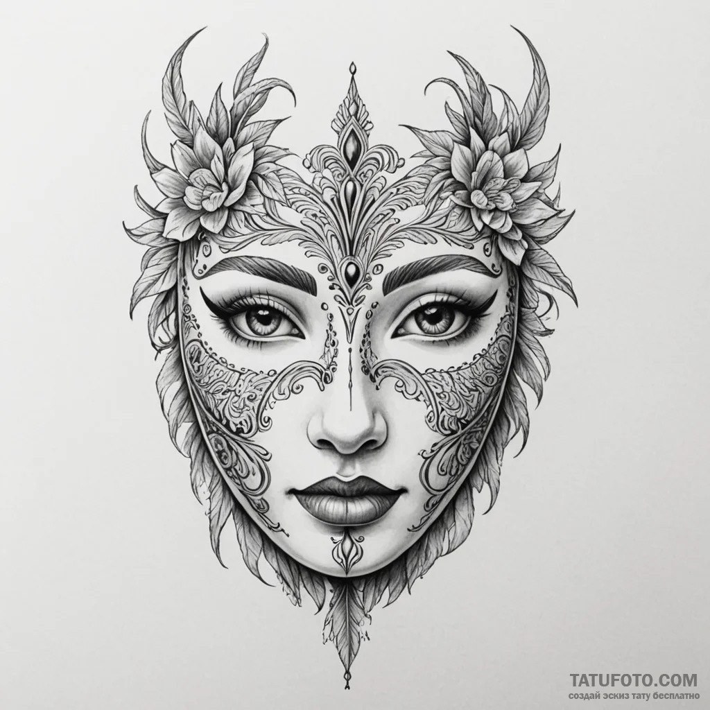 Ivory mask with hollow eyes, tattoo sketch de... - эскиз тату (№1750294395_0, 19.06.2025 00:53) — Tatufoto.com