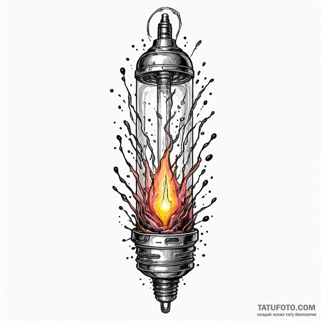 Vacuum tube glowing with a captured, tiny sou... - эскиз тату (№1750295279_0, 19.06.2025 01:07) — Tatufoto.com