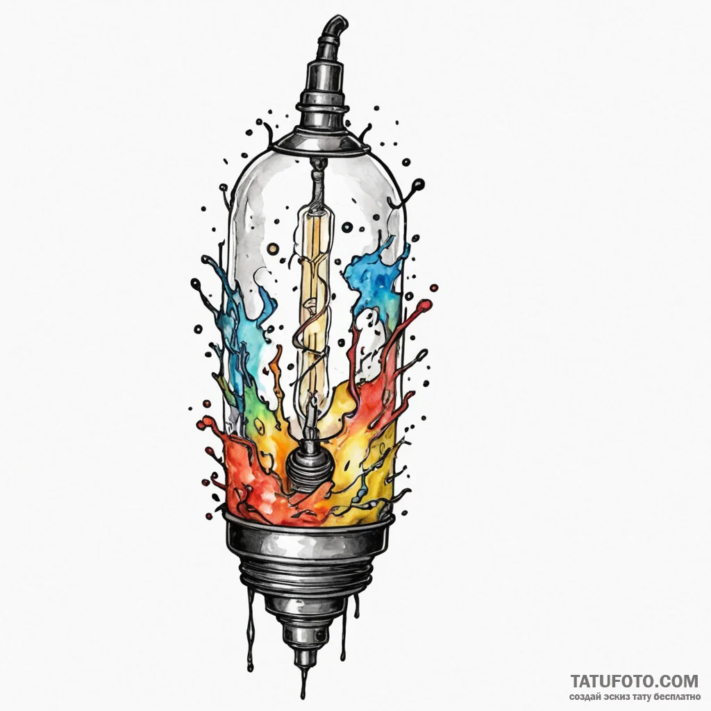 Vacuum tube glowing with a captured, tiny sou... - эскиз тату (№1750295279_1, 19.06.2025 01:07) — Tatufoto.com