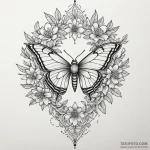 Queenрір‚в„ўs moth beneath spectral bloom, ta… — эскиз тату (№1750295350_0, 19.06.2025 01:09) — Tatufoto.com