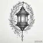 Ruined lantern swinging in wind, artistic tat… — эскиз тату (№1750295993_0, 19.06.2025 01:19) — Tatufoto.com