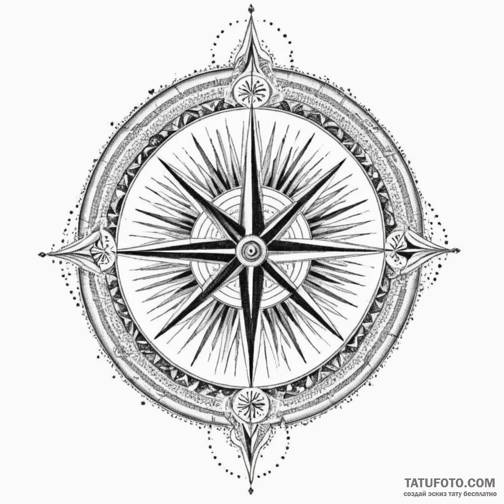A compass rose (is there as wind rose, but ca... - эскиз тату (№1750296135_0, 19.06.2025 01:22) — Tatufoto.com