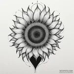 Sunflower turning its face towards a heart-sh… — эскиз тату (№1750296206_1, 19.06.2025 01:23) — Tatufoto.com