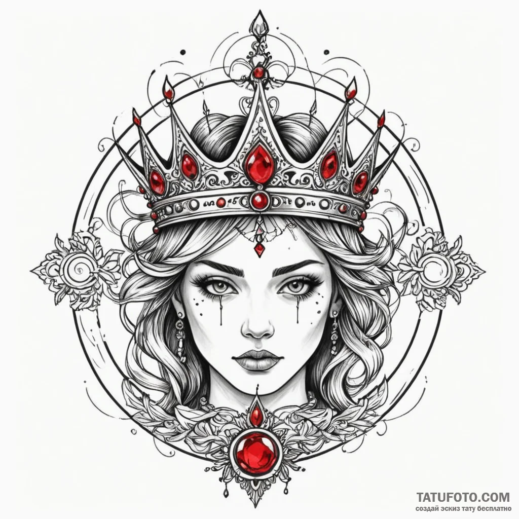 Etched crown within ritual circle, tattoo dra... - эскиз тату (№1750296992_1, 19.06.2025 01:36) — Tatufoto.com