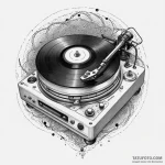 Record player with a vinyl spinning, artistic… — эскиз тату (№1750297063_0, 19.06.2025 01:37) — Tatufoto.com