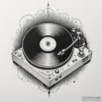 Record player with a vinyl spinning, artistic… — эскиз тату (№1750297063_1, 19.06.2025 01:37) — Tatufoto.com