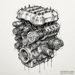 V8 engine block, clean or grimy, a symbol of… — эскиз тату (№1750297135_0, 19.06.2025 01:38) — Tatufoto.com