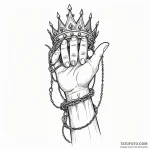 Chained gauntlet reaching for crown, tattoo s… — эскиз тату (№1750297846_1, 19.06.2025 01:50) — Tatufoto.com