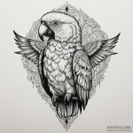 Parrot, concept art for tattoo, blackwork tat… — эскиз тату (№1750297916_1, 19.06.2025 01:51) — Tatufoto.com