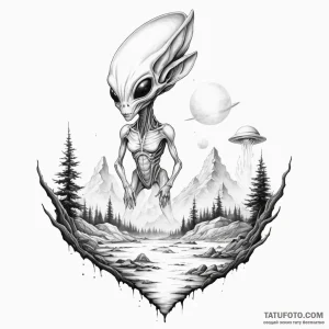 Alien landscape - эскиз тату (№1750298949_0, 19.06.2025 02:09) — Tatufoto.com