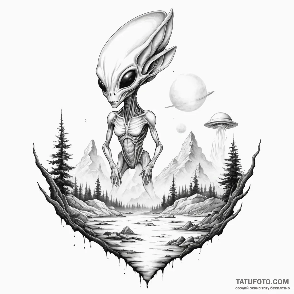 Alien landscape - эскиз тату (№1750298949_0, 19.06.2025 02:09) — Tatufoto.com