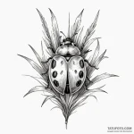 Ladybug crawling on a single, perfect blade o… — эскиз тату (№1750299597_1, 19.06.2025 02:19) — Tatufoto.com