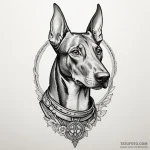 Doberman pinscher with a sleek, tactical harn… — эскиз тату (№1750299741_1, 19.06.2025 02:22) — Tatufoto.com