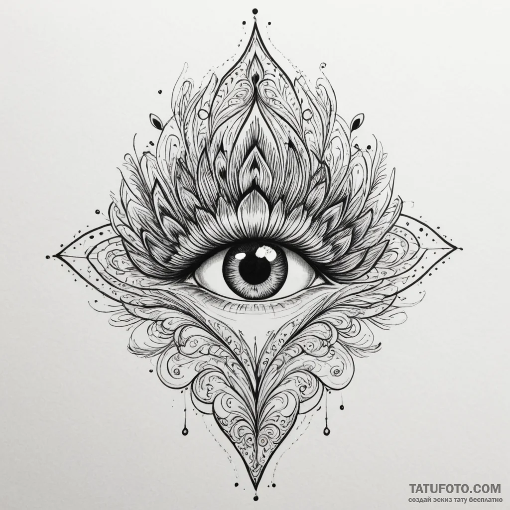 Peacock eye reflecting starlight, artistic ta... - эскиз тату (№1750300527_0, 19.06.2025 02:35) — Tatufoto.com