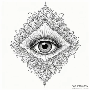 Peacock eye reflecting starlight, artistic ta... - эскиз тату (№1750300527_1, 19.06.2025 02:35) — Tatufoto.com