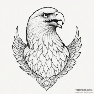Eagle, perched and watchful, not aggressive,... - эскиз тату (№1750300599_0, 19.06.2025 02:36) — Tatufoto.com