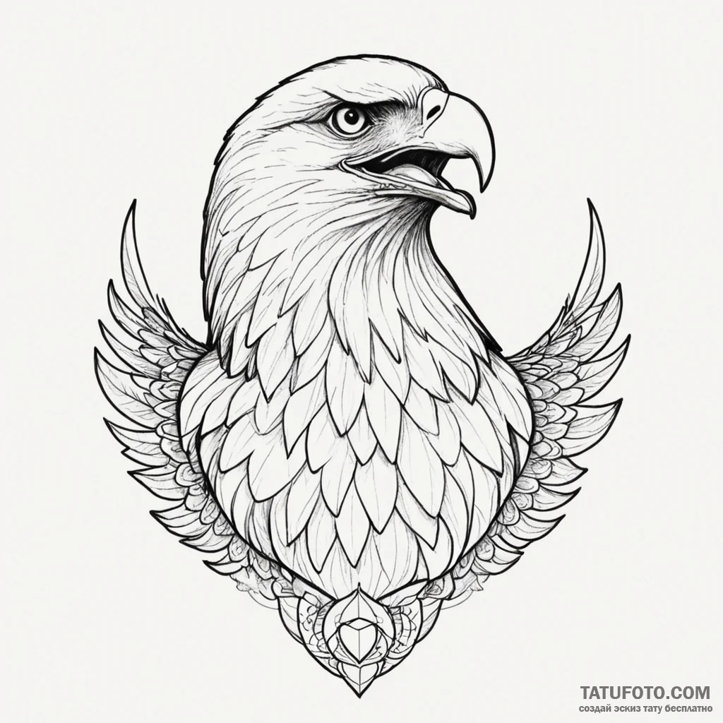 Eagle, perched and watchful, not aggressive,... - эскиз тату (№1750300599_0, 19.06.2025 02:36) — Tatufoto.com