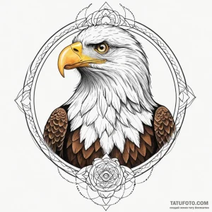 Eagle, perched and watchful, not aggressive,... - эскиз тату (№1750300599_1, 19.06.2025 02:36) — Tatufoto.com