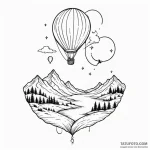A whimsical balloon floating over a serene la… — эскиз тату (№1750300671_1, 19.06.2025 02:37) — Tatufoto.com