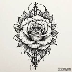 Ivory dagger through spectral rose, concept a... - эскиз тату (№1750301477_1, 19.06.2025 02:51) — Tatufoto.com