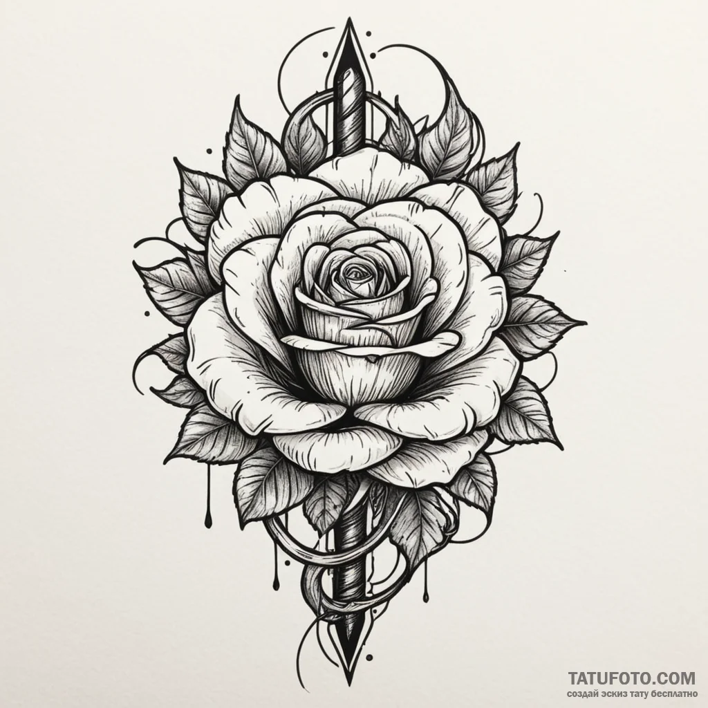 Ivory dagger through spectral rose, concept a... - эскиз тату (№1750301477_1, 19.06.2025 02:51) — Tatufoto.com