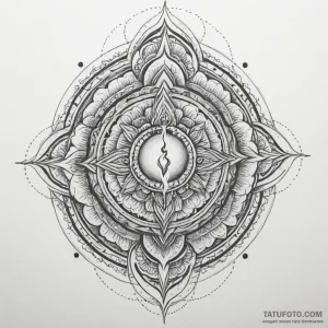 Hidden serpent devouring celestial flame, tat... - эскиз тату (№1750301621_1, 19.06.2025 02:53) — Tatufoto.com
